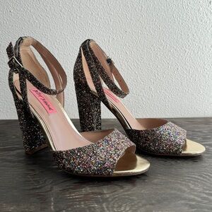 Betsy Johnson Glissten Multicolor Glitter Heels Size 8.5